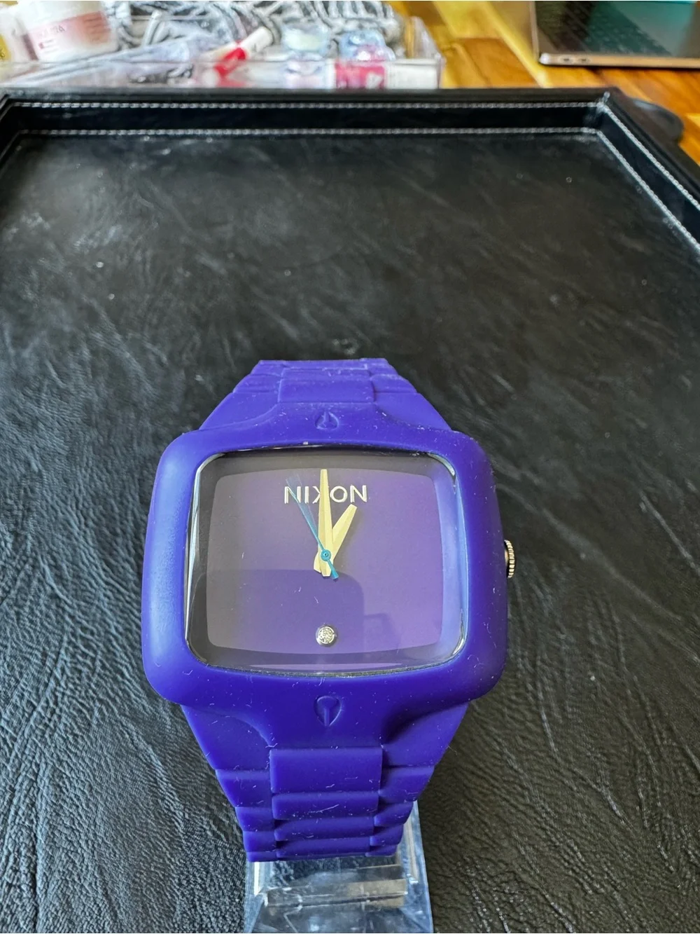 Nixon Purple Silicone The Rubber Player Watch with Teal Second Hand